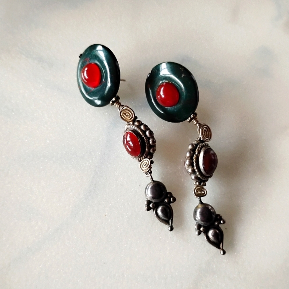 Carnelian & Blood Stone Earrings